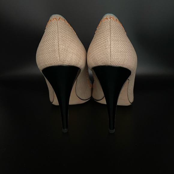 Oscar de la Renta Linen High Heels London - Picture 3 of 10